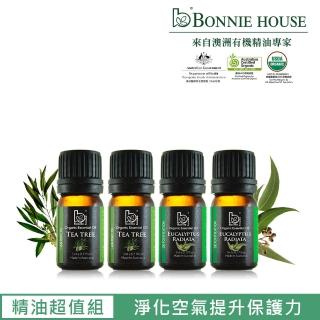 【Bonnie House 植享家】雙有機認證 尤加利精油5ml*2+茶樹精油5ml*2