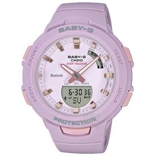 【CASIO 卡西歐】卡西歐Baby-G 藍芽多功能雙顯錶-紫(BSA-B100-4A2)