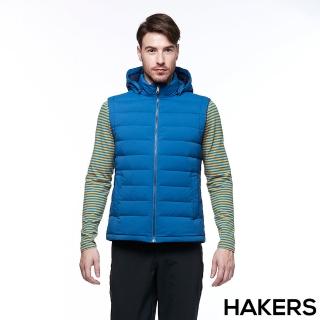 【HAKERS 哈克士】男款 防撥水羽絨背心(灰藍色)