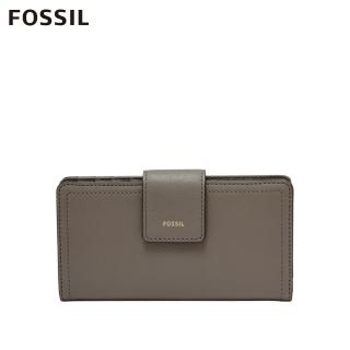 【FOSSIL】Logan 真皮拉鍊RFID中長夾-大象灰 SL7830046