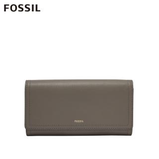 【FOSSIL】Logan 三折真皮拉鍊RFID長夾-大象灰 SL7833046
