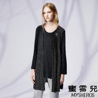 【mysheros 蜜雪兒】附別壓褶兩件式素上衣(深灰)