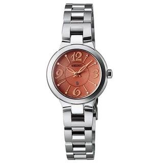 【SEIKO 精工】LUKIA優雅花漾鋼帶女腕錶-銀x橘(V111-0AS0O/SSVR021J)