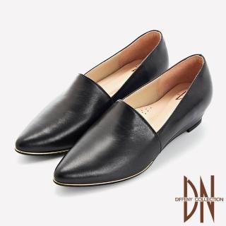 【DN】跟鞋_MIT質感素面全真皮尖頭楔型鞋(黑)