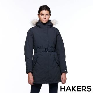 【HAKERS 哈克士】女款 三合一防水長版羽絨外套(黑色)