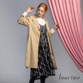 【bear two】車線長版風衣(卡其)