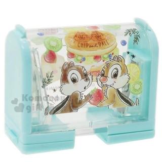 〔小禮堂〕迪士尼 奇奇蒂蒂 日製方形雙孔削筆器《綠黃.水果鬆餅》削鉛筆器.學童文具