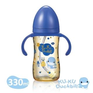 【KU.KU. 酷咕鴨】星燦PPSU寬口握把成長奶瓶330ml(藍奇星空/紫幻銀河)