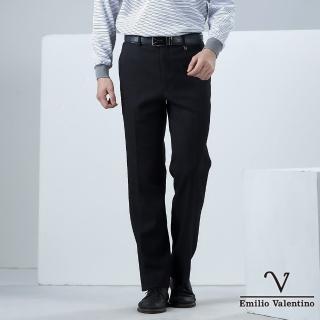 【Emilio Valentino 范倫鐵諾】紳士品味仿毛保暖平面西褲_黑(77-8B1063)