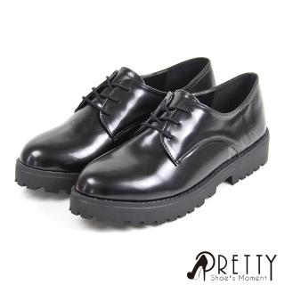 【Pretty】舒適氣質綁帶平底休閒鞋/女學生鞋(黑色)
