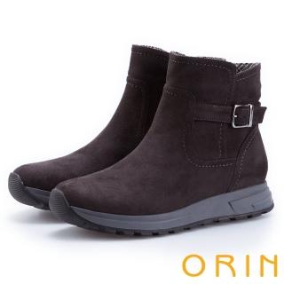 【ORIN】中性時尚 率性皮帶釦環厚底短靴(灰色)