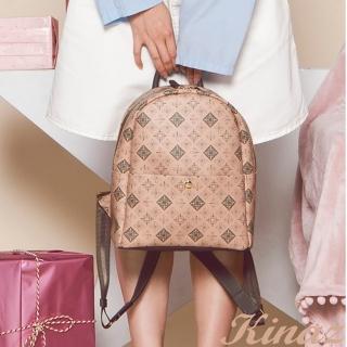 【KINAZ】大容量LOGO手提後背包-香檳粉紅-女生慶典系列
