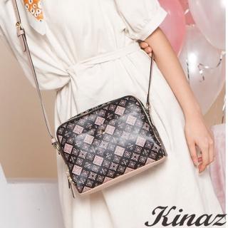 【KINAZ】多隔層拉鍊LOGO斜背包-微醺葡萄-女生慶典系列