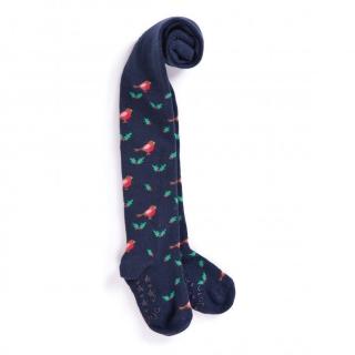 【JoJo Maman BeBe】花漾嬰幼兒小童內搭褲襪/保暖襪_海軍藍花鳥(JJL005)