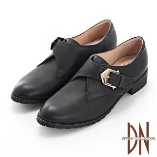 【DN】跟鞋_ MIT雅痞全真皮金屬釦魔鬼氈跟鞋(黑)