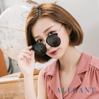 【ALEGANT】名伶的歌劇院(貓眼設計金屬鏤空純黑寶麗來偏光墨鏡/UV400太陽眼鏡)