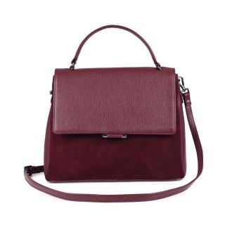 【MARKBERG】Evelyn 丹麥手工牛皮時尚麂皮絨手提包 斜背包(果酒紅)