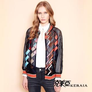 【KERAIA 克萊亞】俄羅斯方塊彩條網狀外套