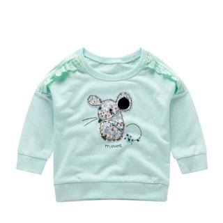 【橘魔法】女童 碎花貼布毛圈長袖上衣(橘魔法 長袖上衣 薄長袖 現貨 童 女童 兒童)