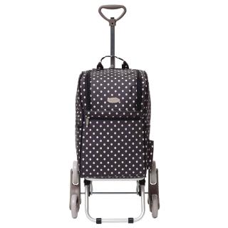 【雙12限定-THE CARROS 卡蘿】輕便時尚購物車-28L三輪有椅-黑色水玉(贈琺瑯烤盤)