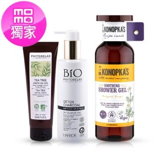 【DR.KONOPKAS 柯諾普卡】舒緩修復潔膚限定組(潔顏精華+修復凝乳+沐浴精華)