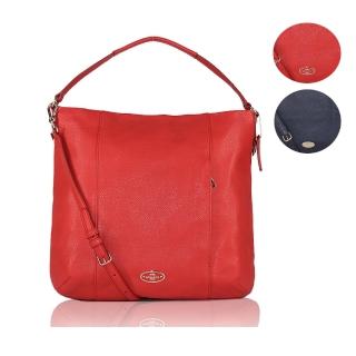 【COACH】GALLERY HOBO 圓標荔枝紋皮革肩背/斜背二用包(兩色)