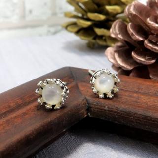 【ART64】耳環 優雅翠冠-白 925純銀耳環