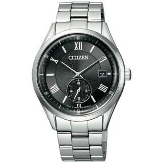 【CITIZEN 星辰】光動能 經典菱格紋紳士時尚男錶-銀x黑/38.5mm(BV1120-91E)