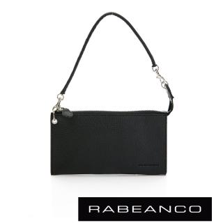 【RABEANCO】頂級荔枝紋牛皮手拿包長夾(黑)