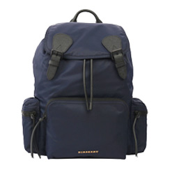 【BURBERRY】THE RUCKSACK尼龍拼皮革軍旅後背包(墨藍色)