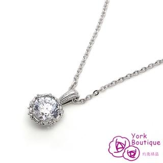【約克精品】恆星施華洛世奇元素晶鑽包銠金項鍊(SGS認證)