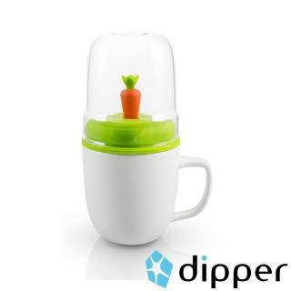 【dipper】1+1胡蘿蔔雙杯組(馬克杯+玻璃杯子+攪拌棒+杯蓋-綠)