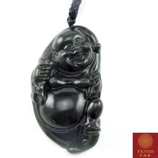 【菲鈮歐】彌勒福財頂級墨玉項鍊(1440)