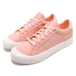 【adidas 愛迪達】休閒鞋 Everyn 低筒 運動 女鞋 愛迪達 基本款 經典 穿搭 皮革 粉橘 白(B37450)