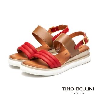 【TINO BELLINI 貝里尼】義大利進口全真皮舒足小坡跟涼鞋VI9066(紅)