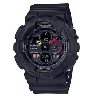 【CASIO 卡西歐】CASIO G-SHOCK 霓彩防磁雙顯男錶 霧黑 防水200米(GA-140BMC-1A)
