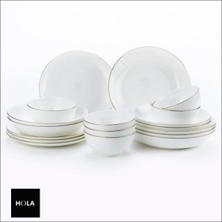 【HOLA】緻金骨瓷18件餐具組 可微波 金 可適用微波爐及洗碗機(可微波及適用洗碗機)