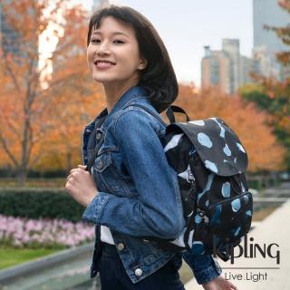【KIPLING】童趣塗鴉印花拉鍊掀蓋後背包-CITY PACK S