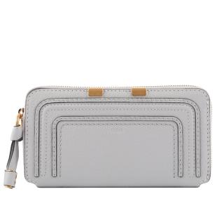 【Chloe’ 蔻依】Marcie 牛皮ㄇ型拉鍊長夾(雲白色)