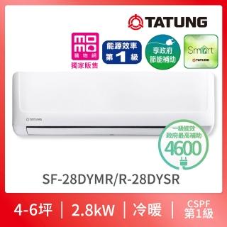 Tatung 大同 4 6坪r32一級變頻冷暖分離式空調 獨家wifi特仕版 Sf 28dymr R 28dysr Momo購物網
