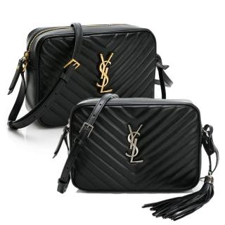 【YSL】經典YSL字母LOGO 山形紋流蘇配飾斜背包(612544)